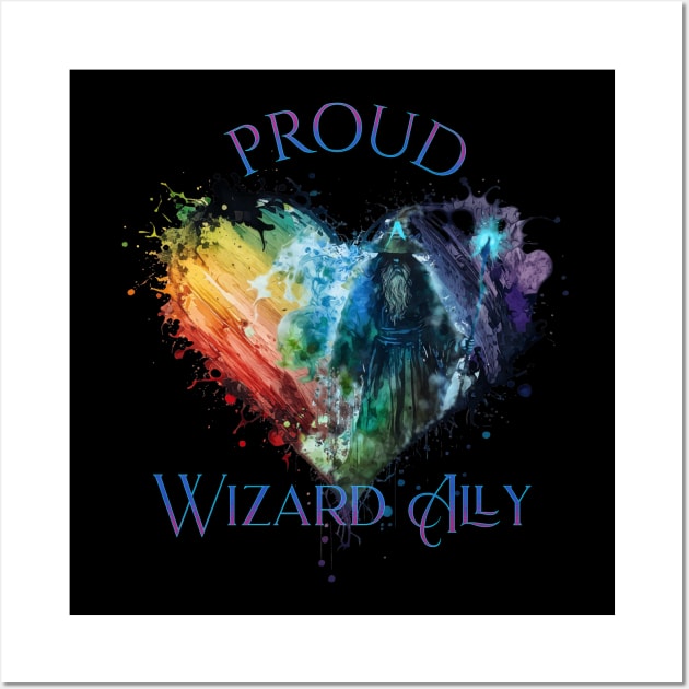 PRIDE Month Proud Wizard Ally Rainbow Pride Heart Wall Art by mythikcreationz